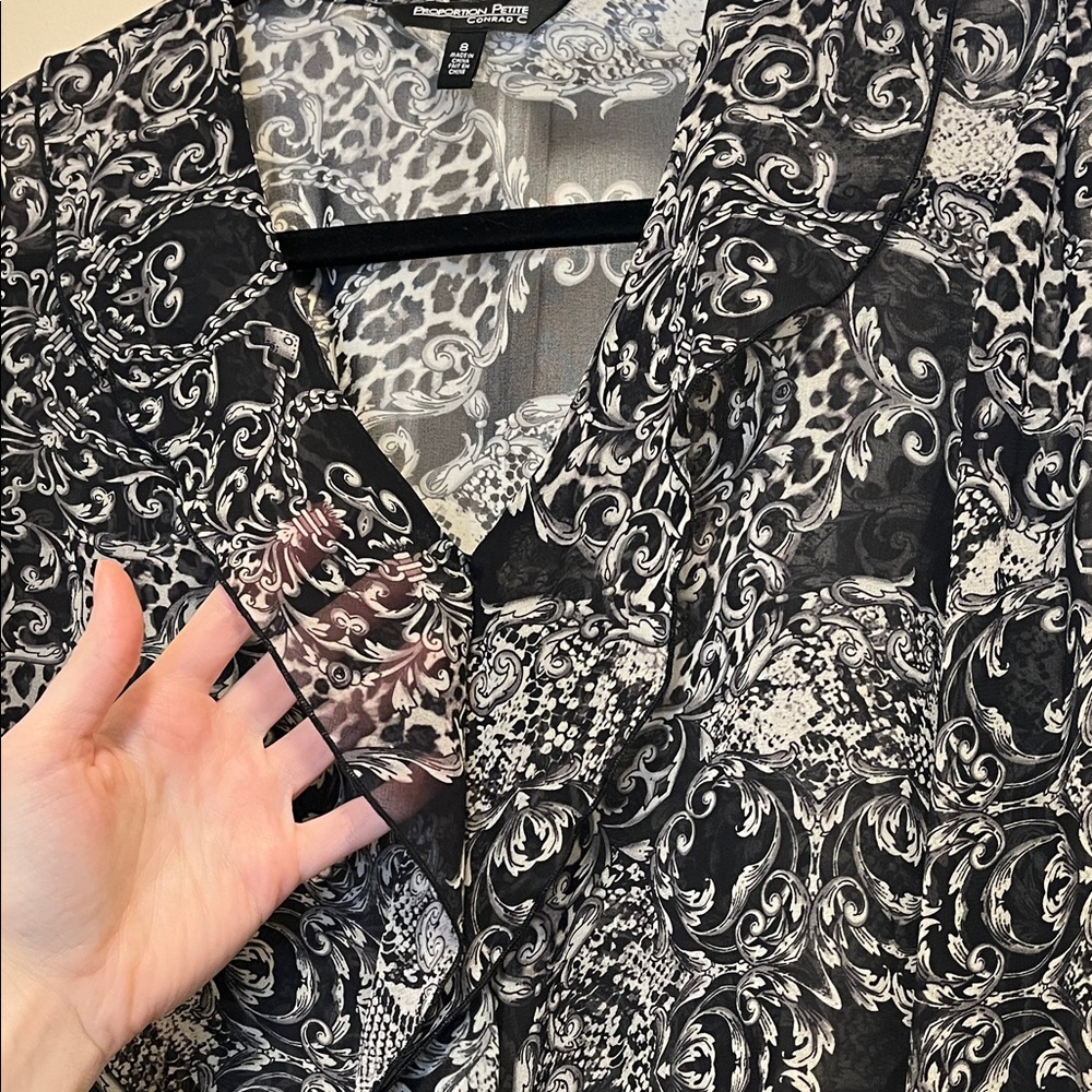 Y2K Sheer Paisley Ruffle Blouse - Picture 8 of 13